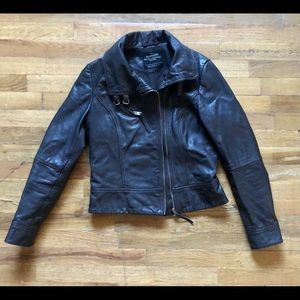 All Saints Belvedere Dark Brown Leather Jacket